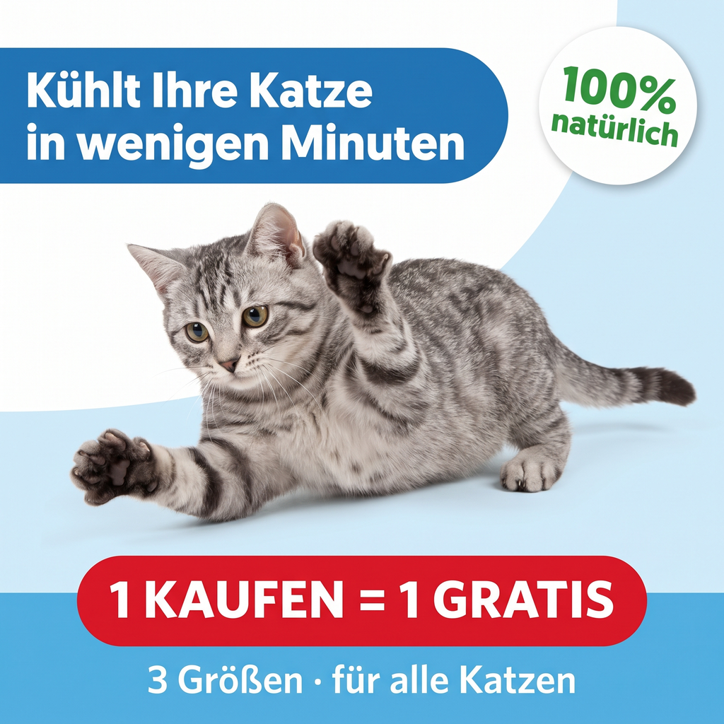 Katze liegt auf der Patoulina Kühlmatte