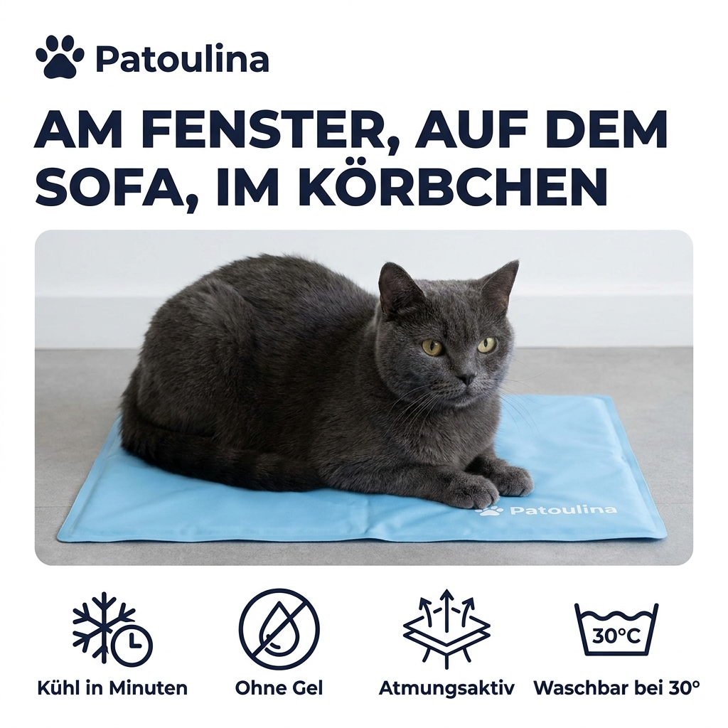 Kühlmatte ohne Gel — sicher für Katzen