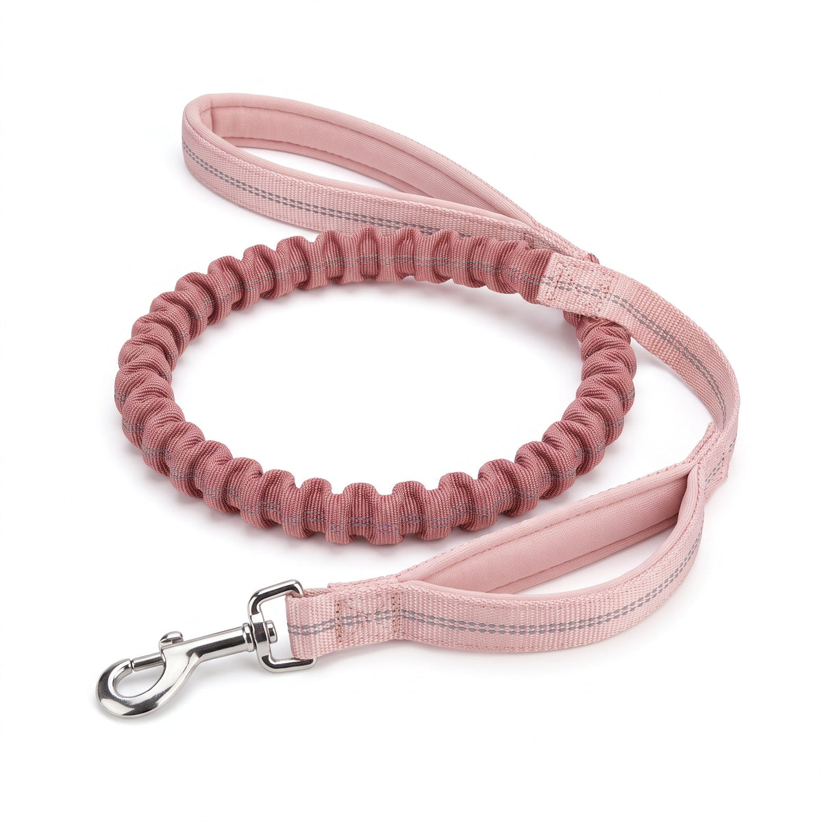 Laisse élastique anti-choc Patoulina — coloris rose poudré