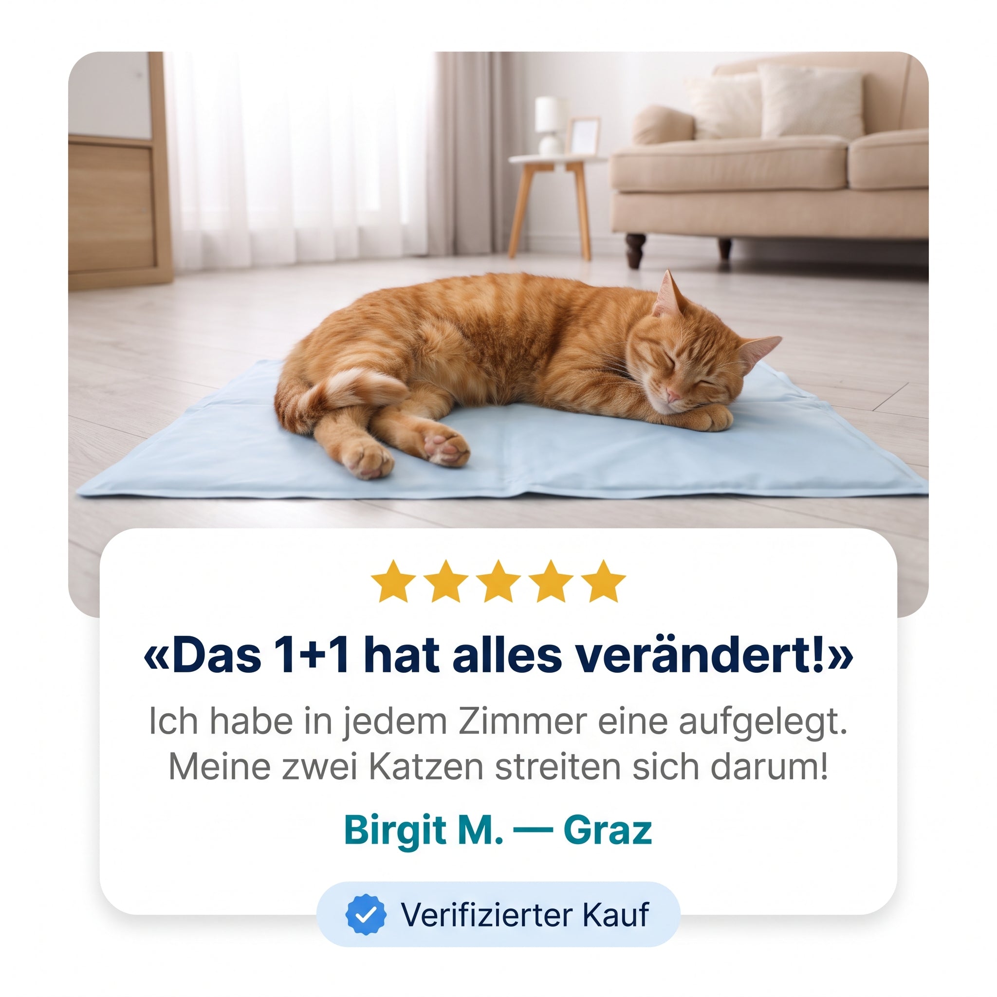 Drei kühlende Schichten der Katzenmatte