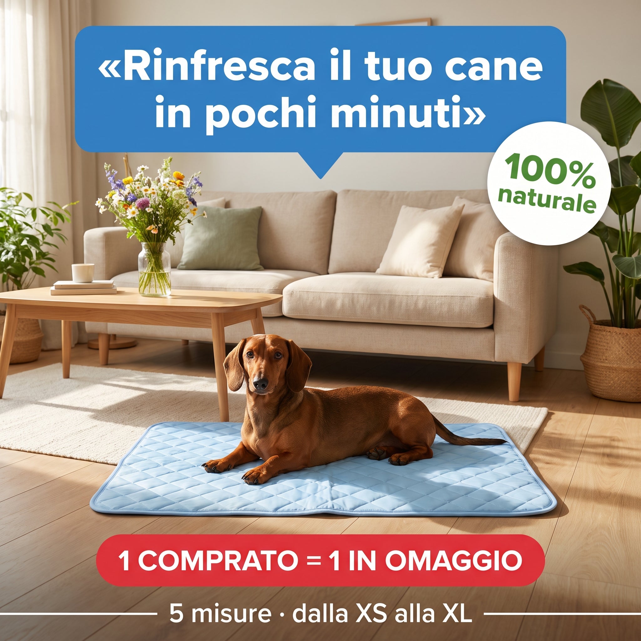 Cane sdraiato sul tappetino rinfrescante